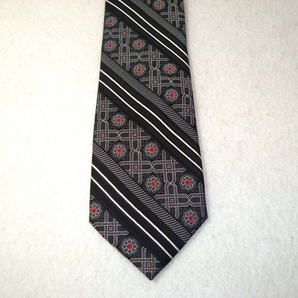 NWOT Jos. A. Bank Reserve Black White Diagonal Stripe Silk Tie